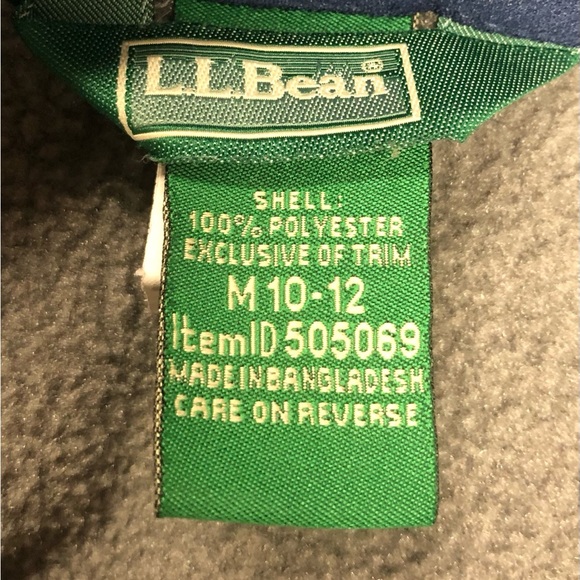 L.L Bean Boys fleece zip up jacket medium 10/12 - Picture 4 of 12